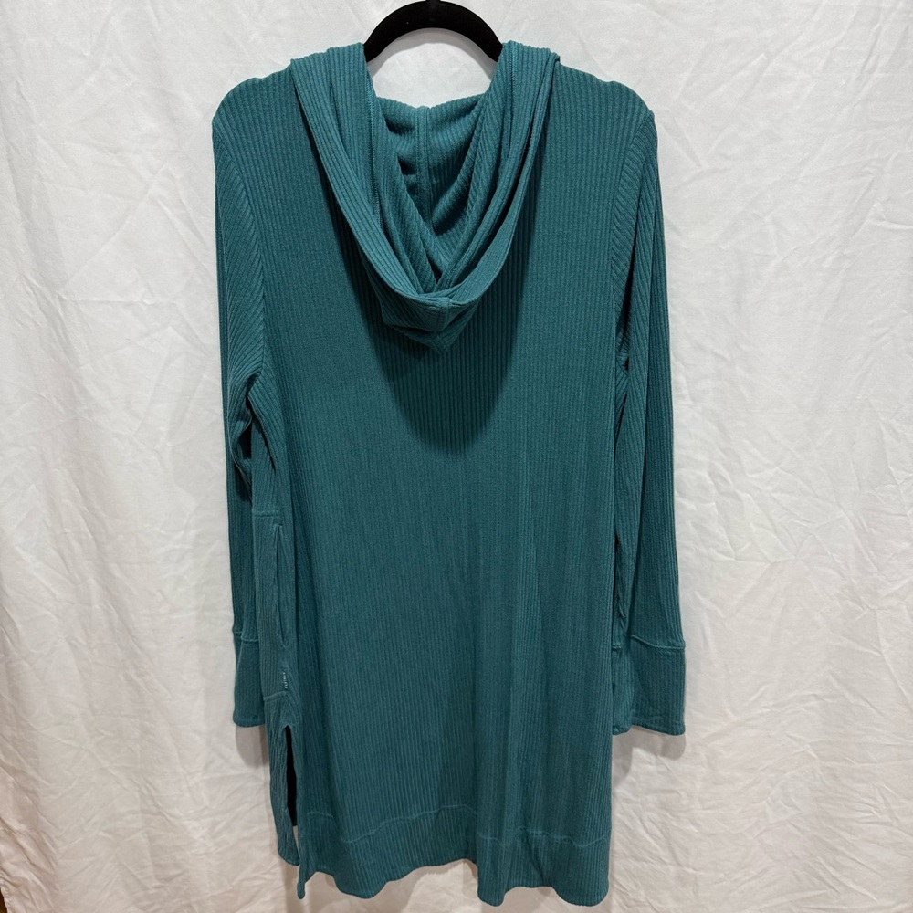 Athleta Harmony Pose Wrap Long Cardigan Hoodie‎ Teal Blue Large Oversized Lounge - Picture 7 of 11
